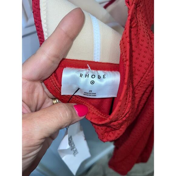NWT RHODE x Target Women's 2X Red Embossed Dot Ruffle One Piece Swimsuit - Picture 7 of 10